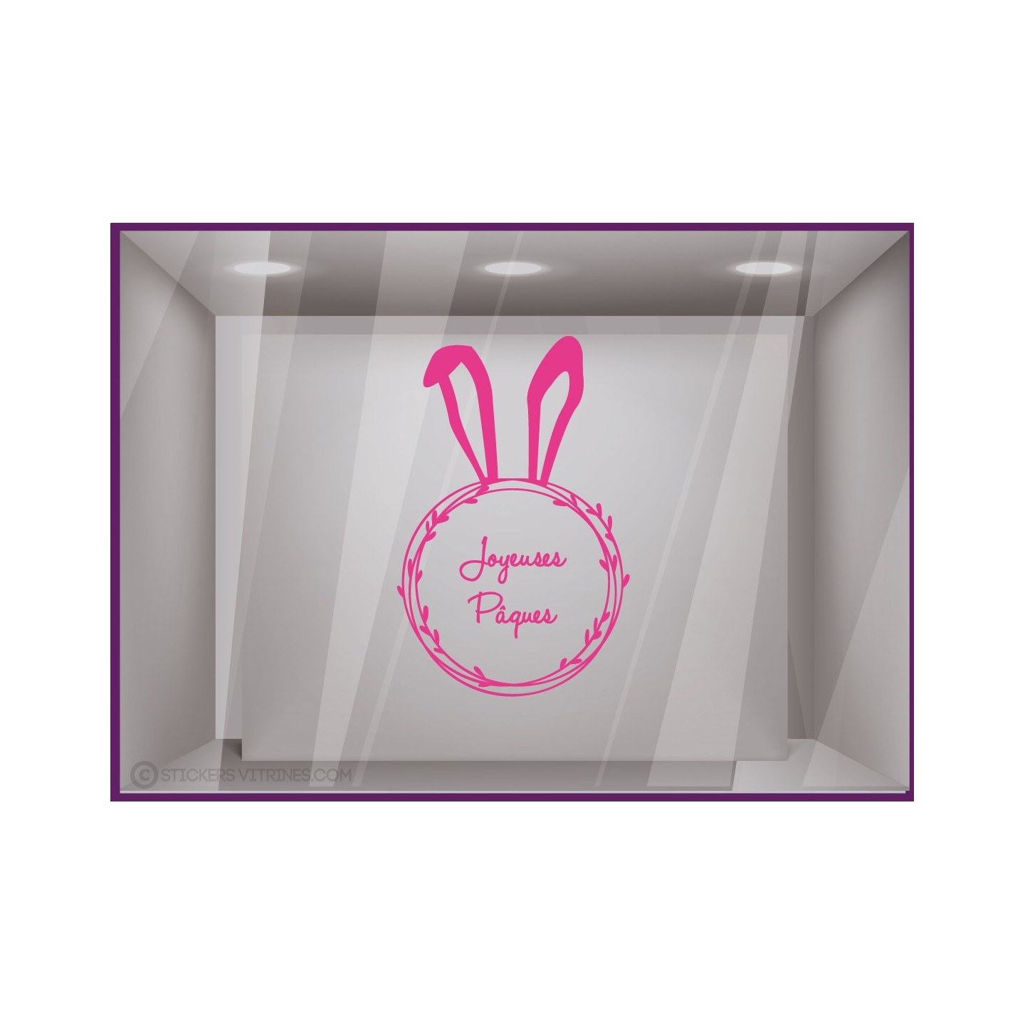 STICKER COURONNE VITRINE DE PAQUES OREILLES LAPIN BOULANGERIE PATISSERIE EPICERIE CAVISTE