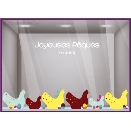 KIT FRISE STICKER COCOTTES PAQUES COMMERCE VITROPHANIE ADHESIF FETE BOULANGERIE PATISSERIE CHOCOLATIER