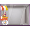 STICKER CHARIOT DE PAQUES LAPIN CHOCOLAT VITROPHANIE BOUTIQUE ADHESIF VITRINES