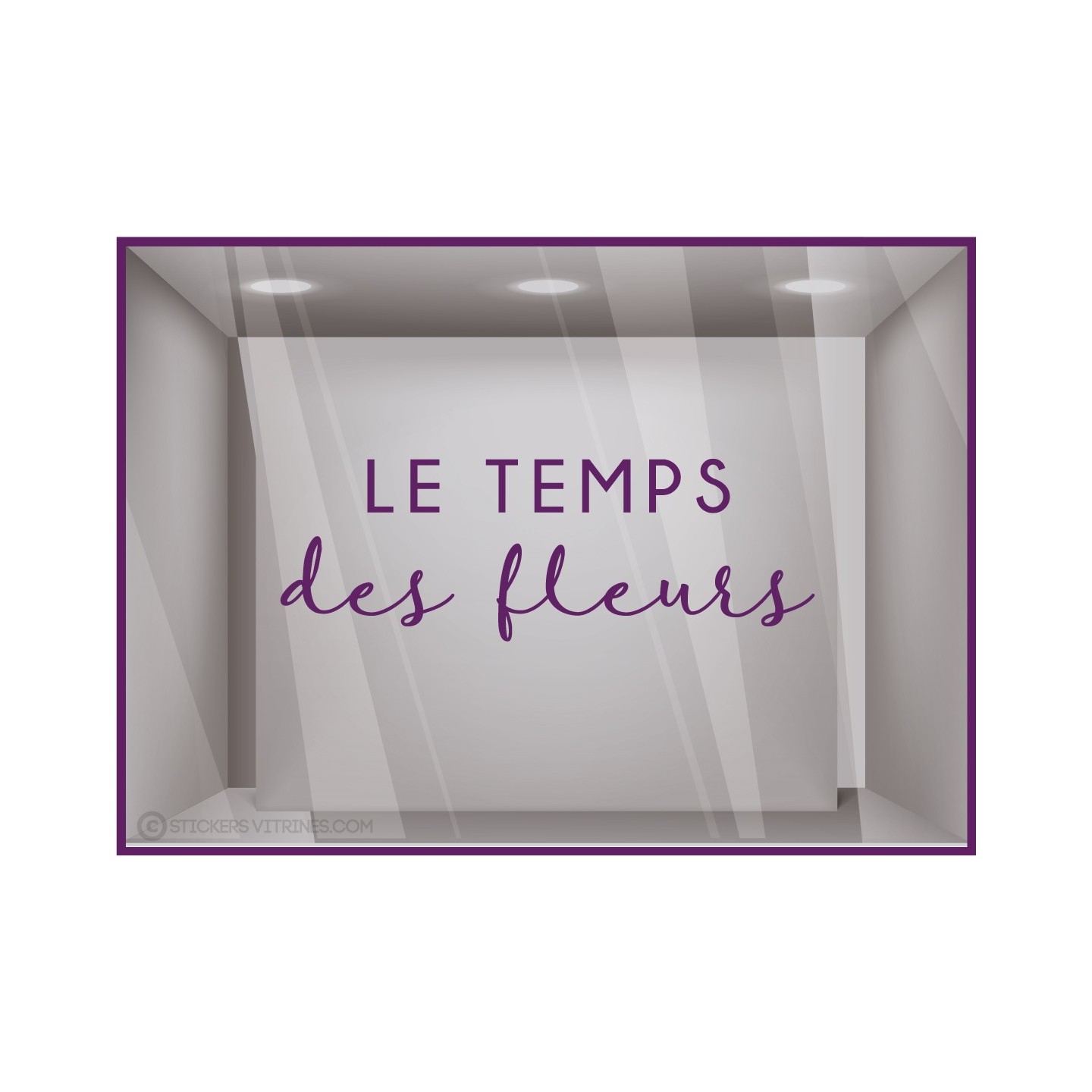 Sticker Printemps pour vitrine de magasin lettrage Le Temps des Fleurs