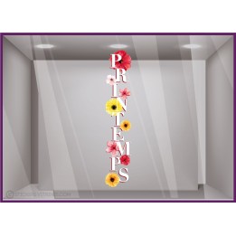 STICKER LETTRAGE PRINTEMPS FLEURS VITROPHANIE BOUTIQUE VITRINE COMMERCE