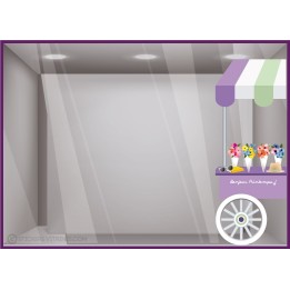 STICKER CHARIOT BONJOUR PRINTEMPS FLEURS VITROPHANIE BOUTIQUE ADHESIF VITRINES