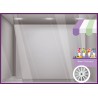 STICKER CHARIOT BONJOUR PRINTEMPS FLEURS VITROPHANIE BOUTIQUE ADHESIF VITRINES