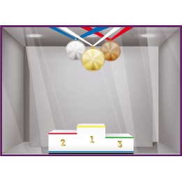 KIT DE STICKERS MEDAILLES PODIUM JEUX OLYMPIQUES BOUTIQUE COMMERCE VITROPHANIE ADHESIF