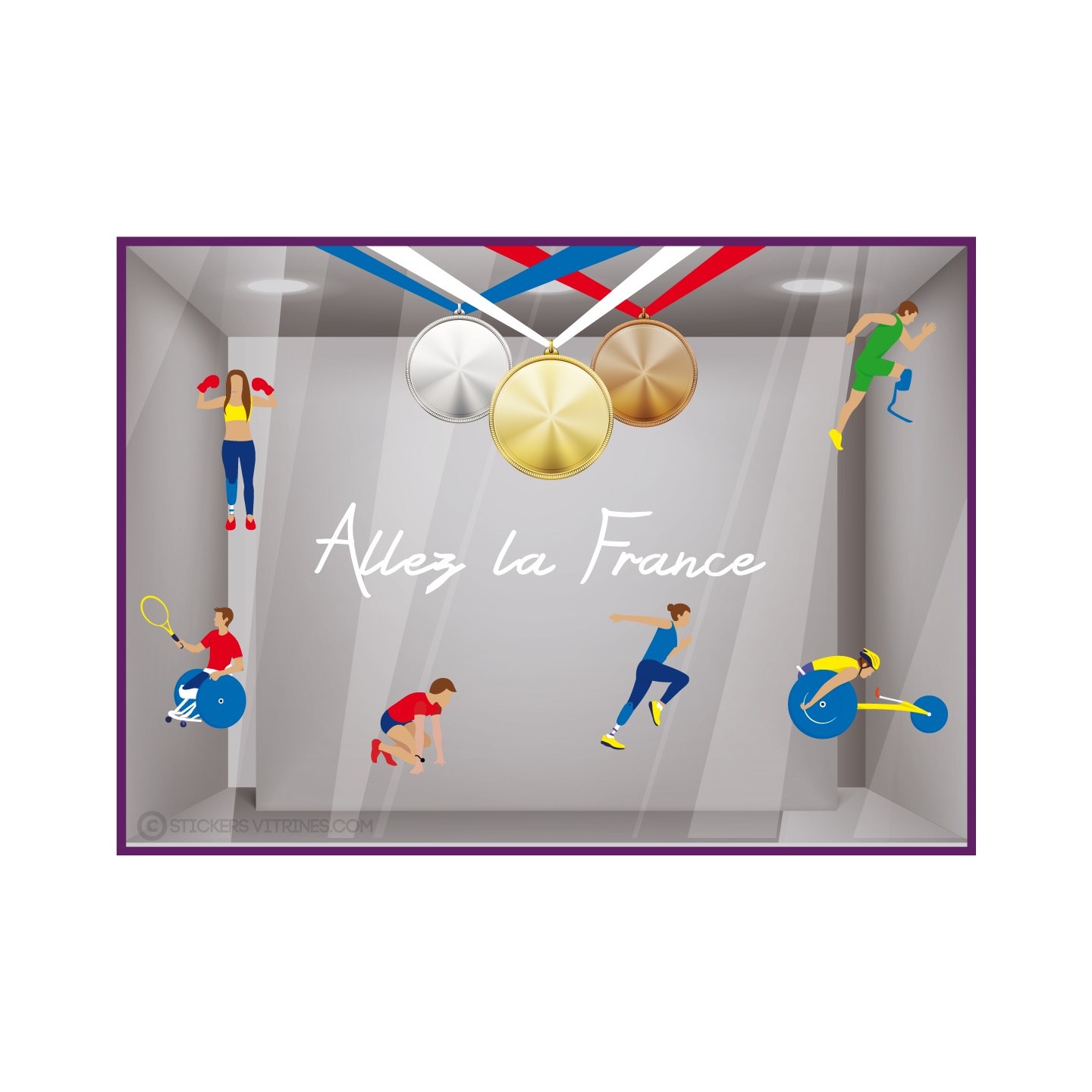 KIT STICKERS HANDISPORT SPORT EVENEMENT BOUTIQUES COMMERCES  JEUX PARALYMPIQUES OLYMPIQUES ATHLETE HANDICAP