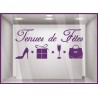 Sticker Tenues de Fêtes modèle Femme calicot vitrophanie mode adhésif vitrine noël hiver 