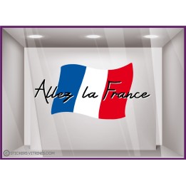 STICKER DRAPEAU ALLEZ LA FRANCE LES BLEUS SPORT COUPE DU MONDE JEUX OLYMPIQUES CHAMPIONNAT VITRINE MAGASIN DECO