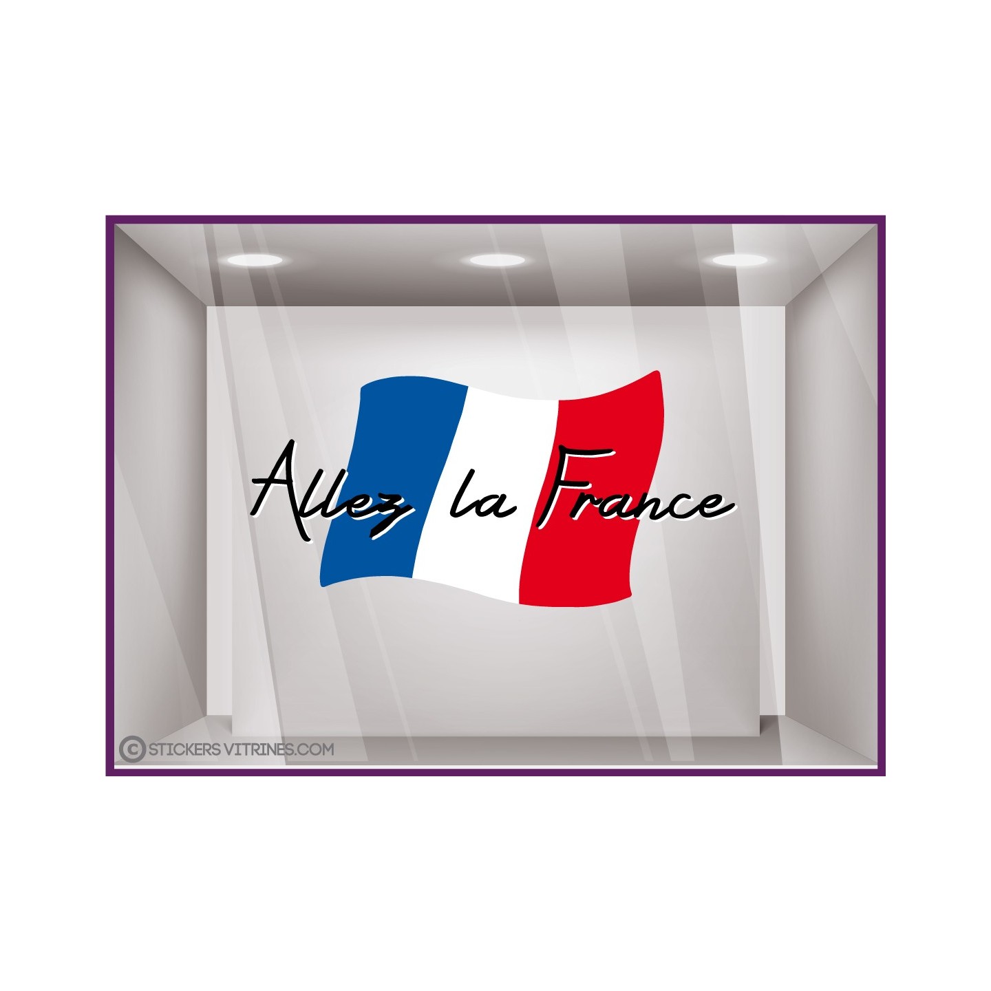 STICKER DRAPEAU ALLEZ LA FRANCE LES BLEUS SPORT COUPE DU MONDE JEUX OLYMPIQUES CHAMPIONNAT VITRINE MAGASIN DECO