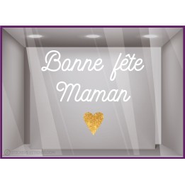 STICKER BONNE FETE MAMAN COEUR VITROPHANIE BOUTIQUE MAGASIN FOURNISSEUR