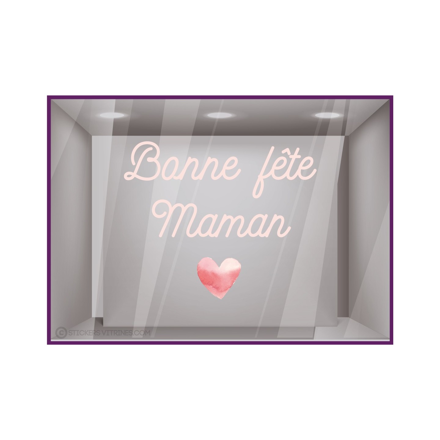 STICKER BONNE FETE MAMAN COEUR VITROPHANIE DECORATION VITRINE MAGASIN MERE