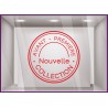 Sticker Tampon Avant-premiere Nouvelle Collection magasin boutique mode vitrine vitrophanie adhesif lettrage vitre