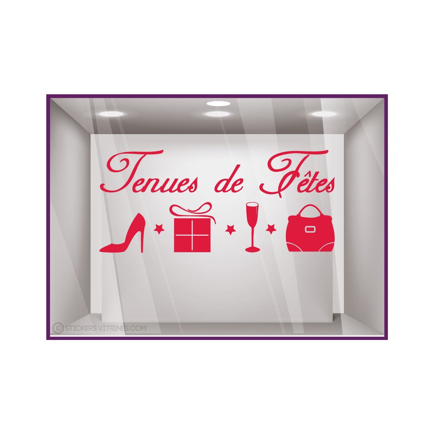 Sticker Tenues de Fêtes modèle Femme calicot vitrophanie mode adhésif vitrine noël hiver 