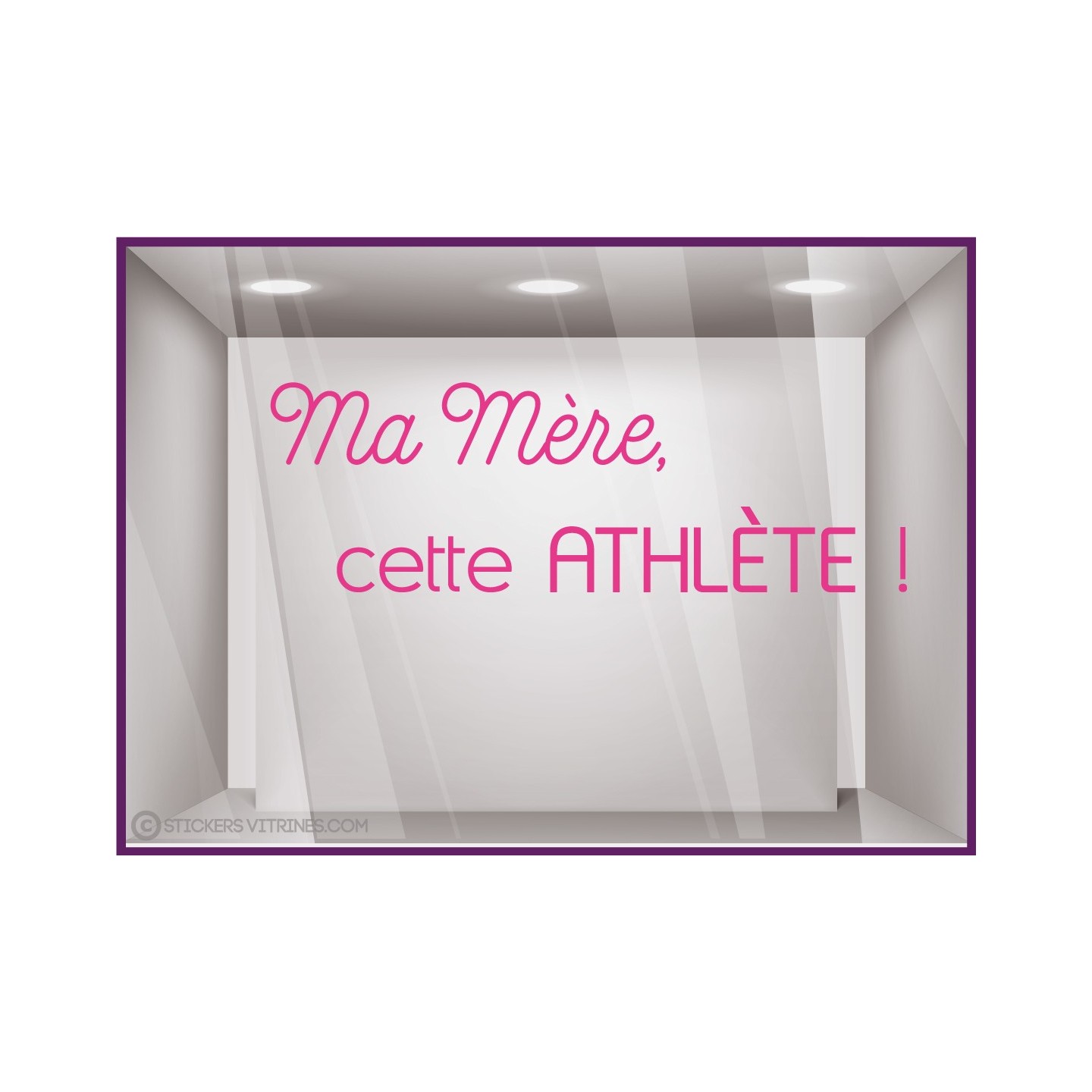 STICKER BONNE FETE MAMAN ATHLETE ADHESIF VITRINE BOUTIQUE DECORATION JEUX OLYMPIQUES