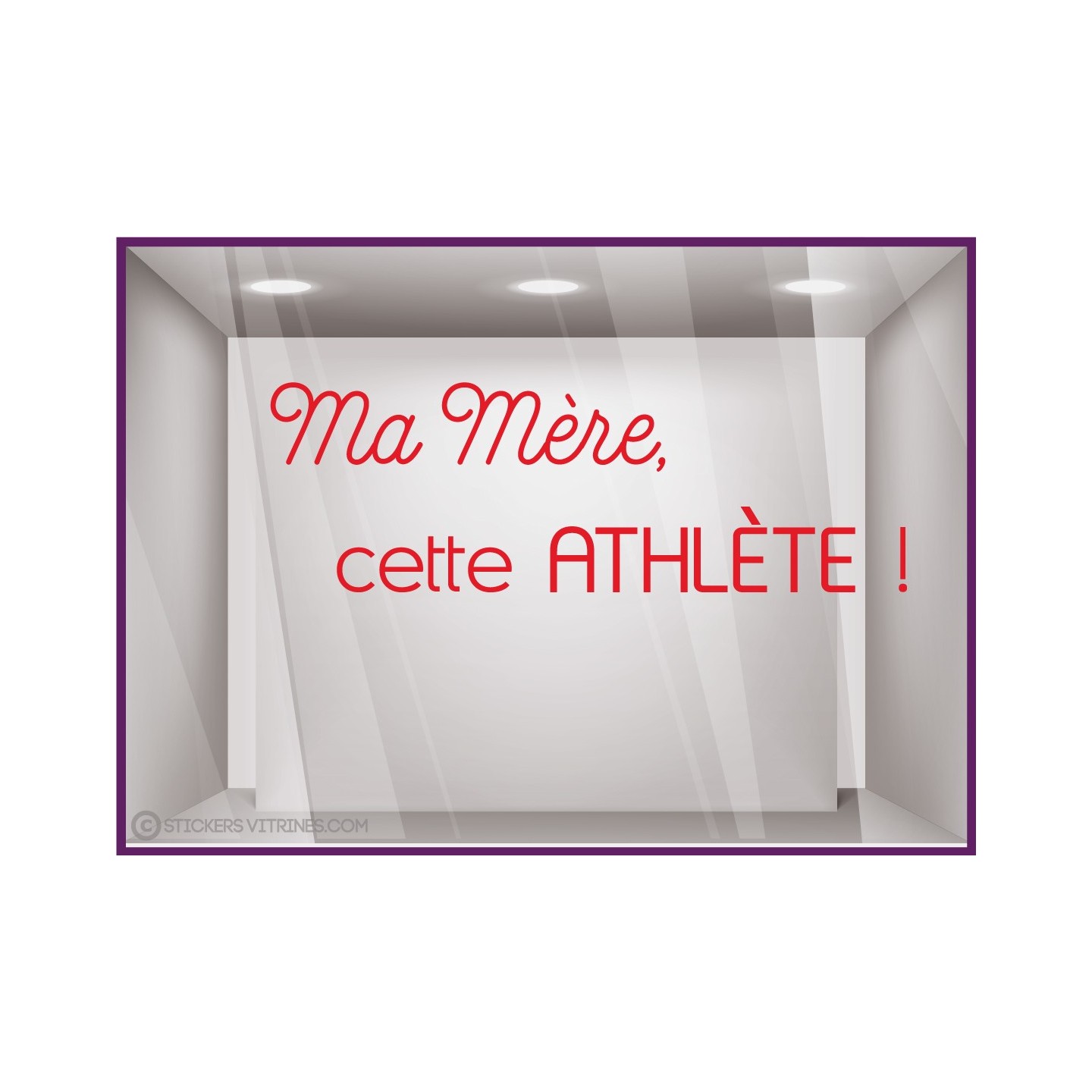 STICKER FETE DES MERES ATHLETE LETTRAGE ADHESIF VITRE MAGASIN DECORATION JEUX OLYMPIQUES