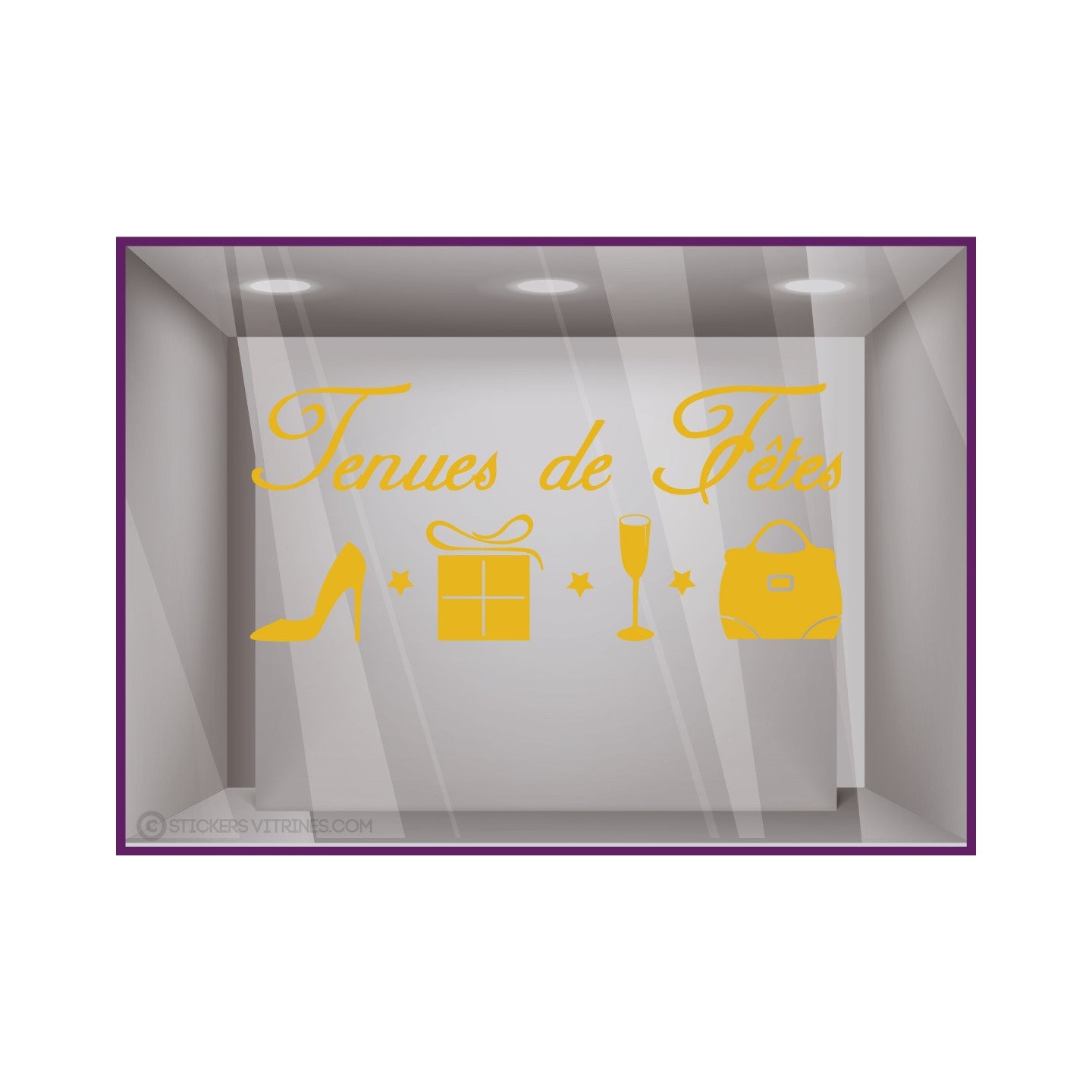 Sticker Tenues de Fêtes modèle Femme calicot vitrophanie mode adhésif vitrine noël hiver 