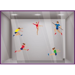 STICKER-Vitre-Vitrophanie-Magasin-Sportif-Commerce-Restaurant-Bar-Autocollant-JEUX OLYMPIQUES-ATHLETE GYMNASTIQUE