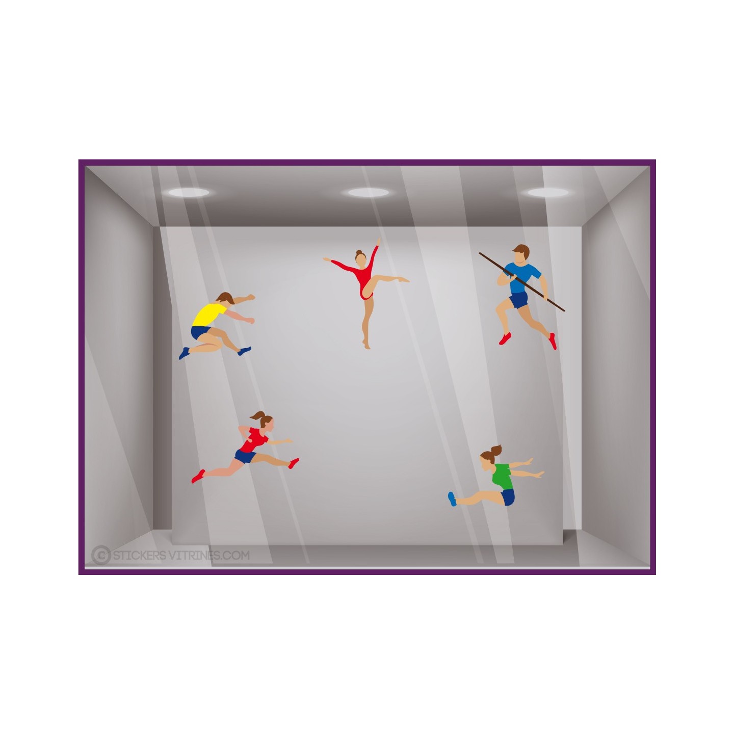 STICKER-Vitre-Vitrophanie-Magasin-Sportif-Commerce-Restaurant-Bar-Autocollant-JEUX OLYMPIQUES-ATHLETE GYMNASTIQUE