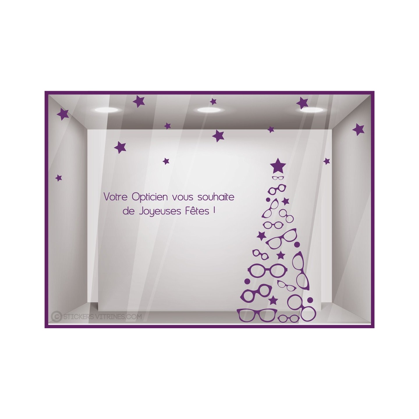 Kit de Stickers Noel Opticien vitrophanie calicot vitrine devanture optique lettrage adhesif autocollant boutique enseigne