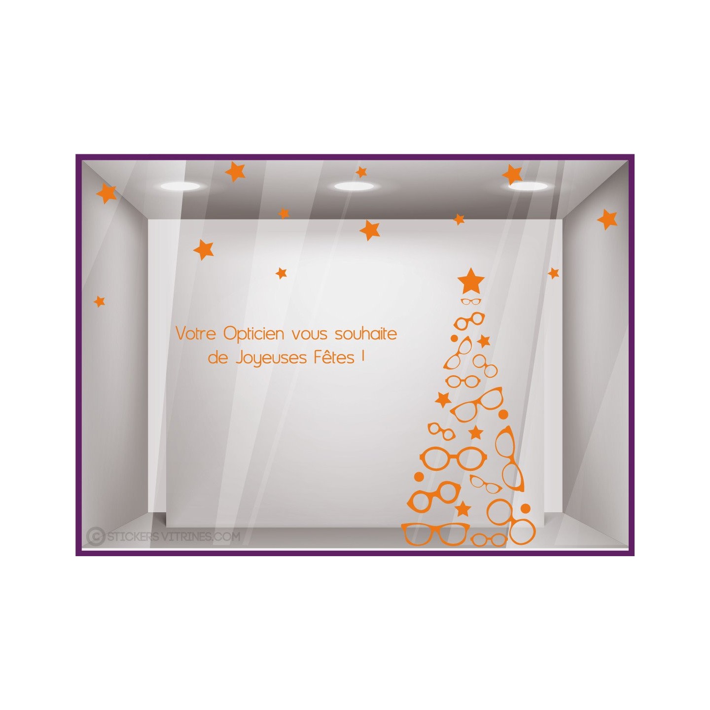 Kit de Stickers Noel Opticien vitrophanie calicot vitrine devanture optique lettrage adhesif autocollant boutique enseigne