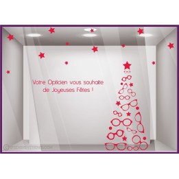 Kit de Stickers Noel Opticien vitrophanie calicot vitrine devanture optique lettrage adhesif autocollant boutique enseigne