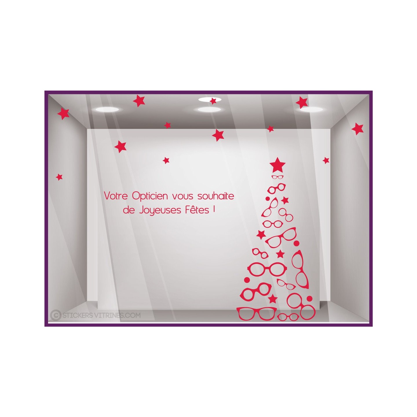 Kit de Stickers Noel Opticien vitrophanie calicot vitrine devanture optique lettrage adhesif autocollant boutique enseigne