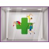 STICKER CROIX DE PHARMACIE ATHLETES DE SPORT JEUX OLYMPIQUES VITROPHANIE GYMNASTIQUE VITRINE MAGASIN FOURNISSEUR