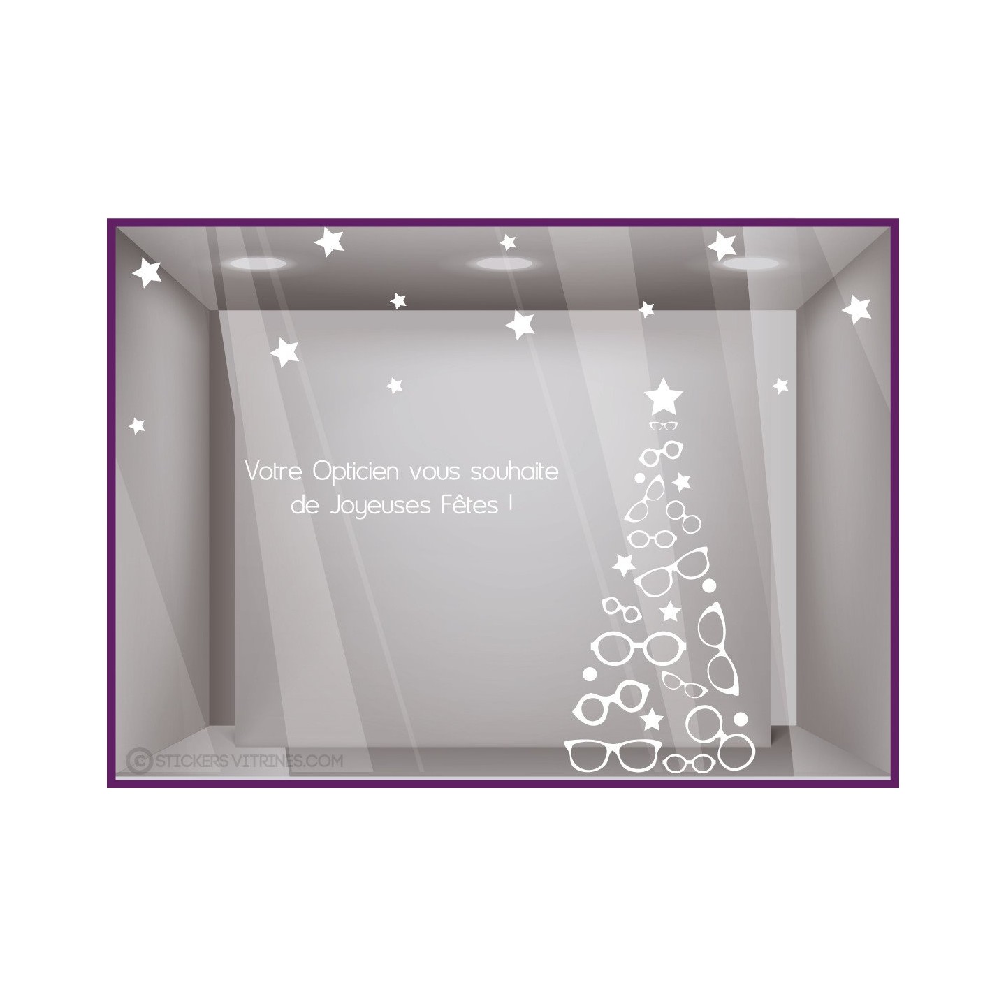 Kit de Stickers Noel Opticien vitrophanie calicot vitrine devanture optique lettrage adhesif autocollant boutique enseigne