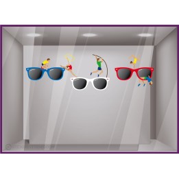 STICKER LUNETTES ATHLETES DE SPORT JEUX OLYMPIQUES MAGASIN D'OPTIQUE OPTICIEN IDEE DECORATION VITRINE