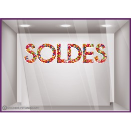 STICKER SOLDES BONBONS VITROPHANIE DESTOCKAGE BRADERIE VITRINE MAGASIN BOUTIQUE FOURNISSEUR IMPRIMEUR LETTRAGE