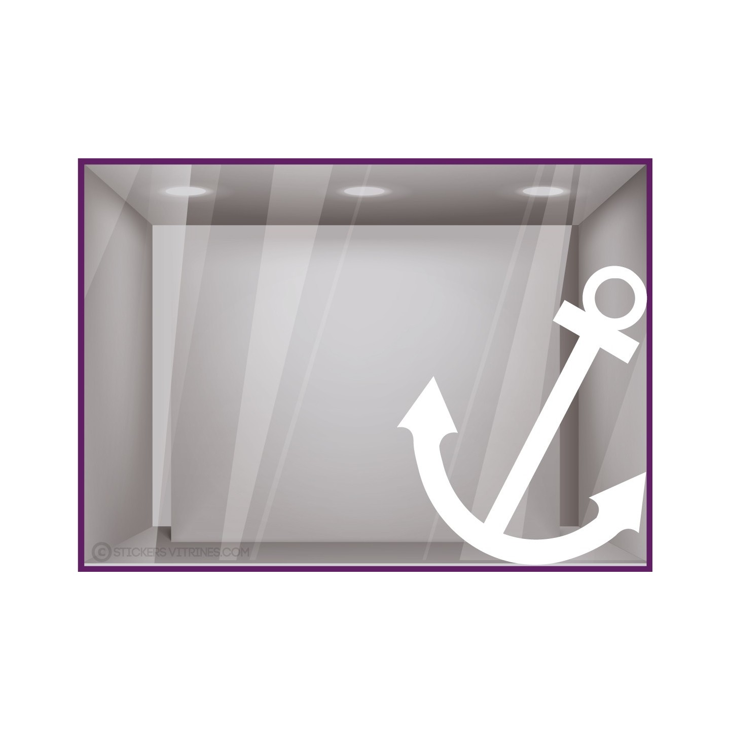 STICKER ANCRE MARINE VITROPHANIE BOUTIQUE MAGASIN VITRINE IDEE DECORATION MER