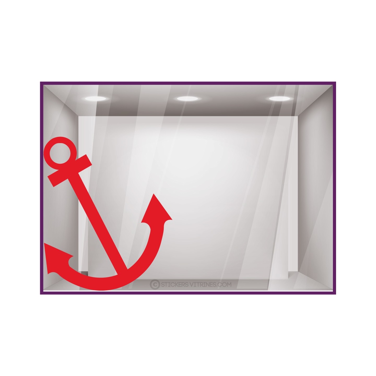 STICKERS ANCRE MARINE BOUTIQUE MAGASIN VITRINE IDEE DECORATION MER MARINIERE MARIN