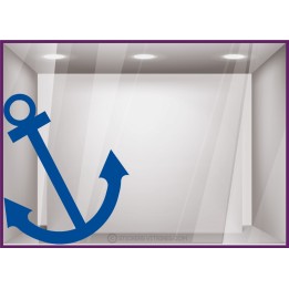 STICKER ANCRE MARINE MER VITRINE MERCHANDISING MAGASIN BOUTIQUE AUTOCOLLANT