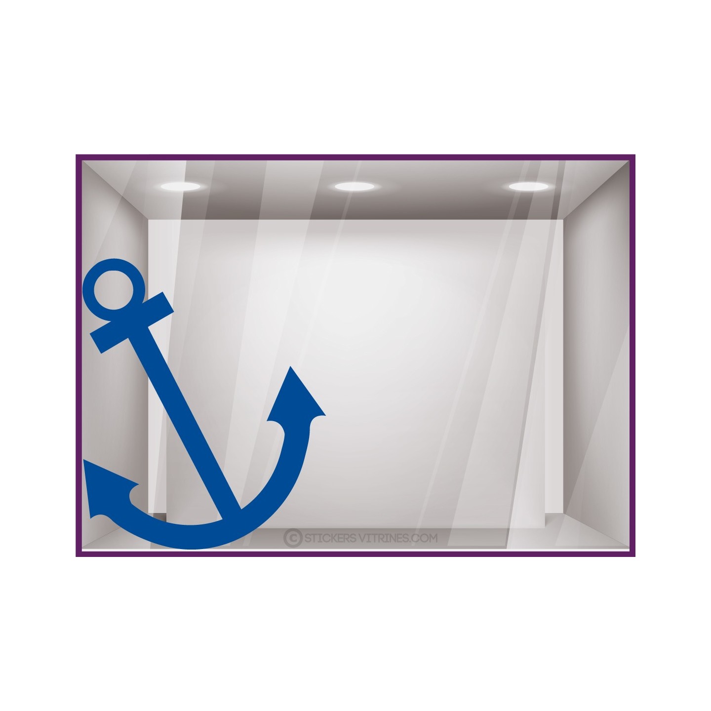 STICKER ANCRE MARINE MER VITRINE MERCHANDISING MAGASIN BOUTIQUE AUTOCOLLANT