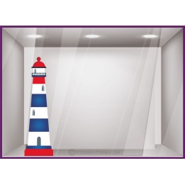 STICKER PHARE MER DECORATION MARIN BOUTIQUE VITRINE VITRE ETE VACANCES