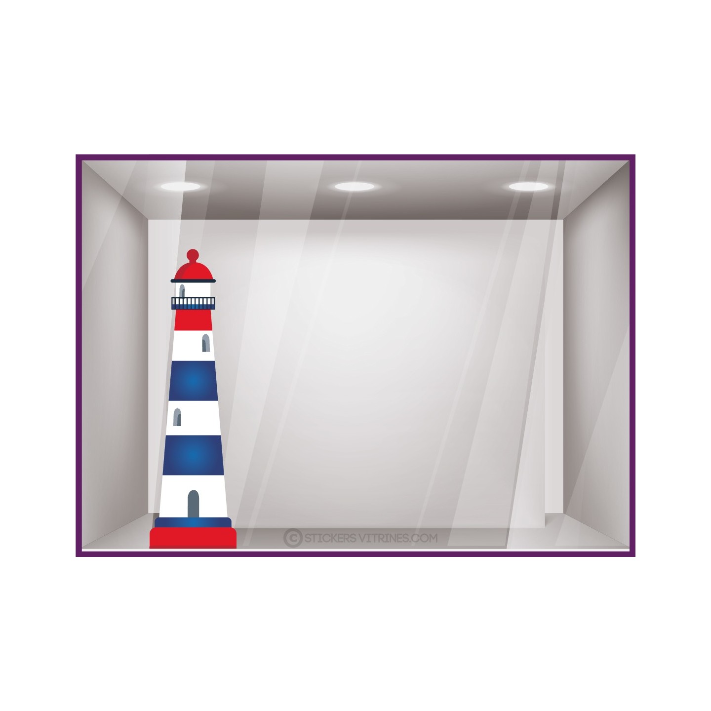 STICKER PHARE MER DECORATION MARIN BOUTIQUE VITRINE VITRE ETE VACANCES