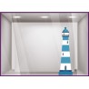 STICKER PHARE BLEU MER DECORATION VITRINE MAGASIN FABRICANT FOURNISSERU VITROPHANIE
