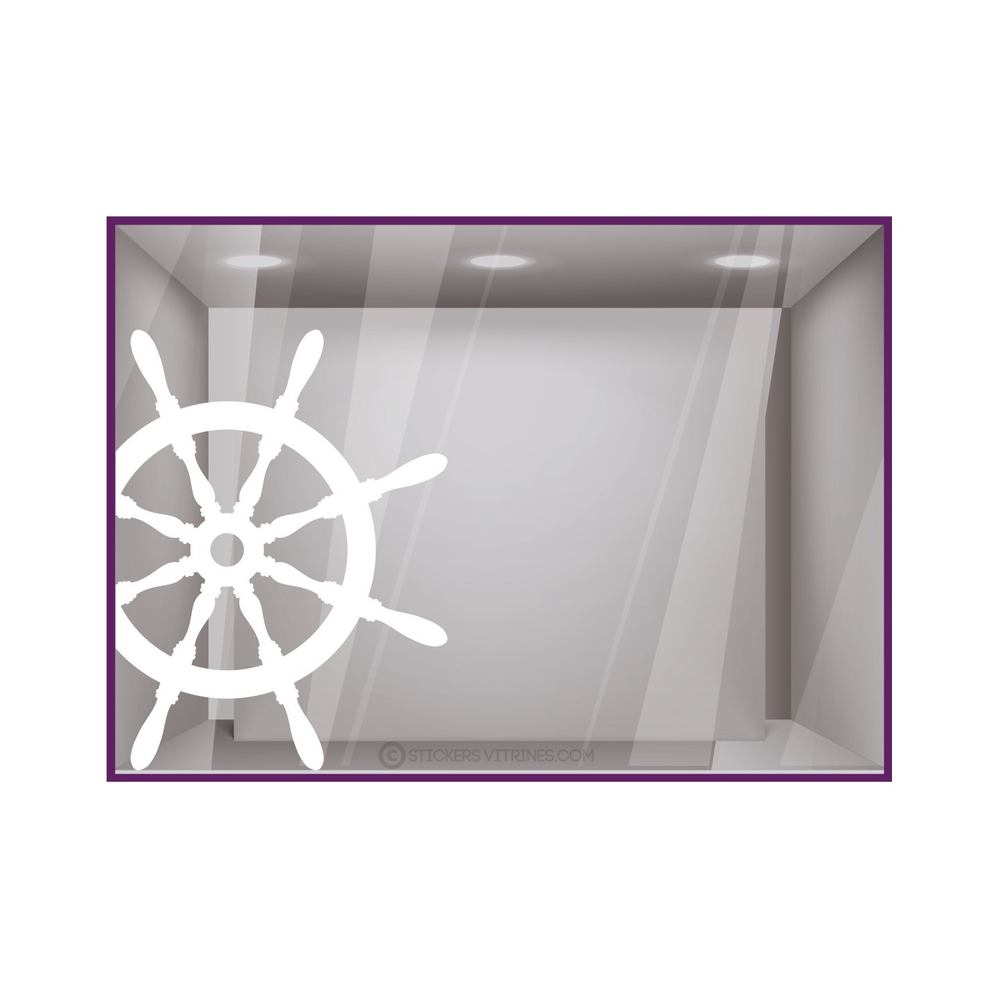 sticker gouvernail de bateau THEME MARIN DECORATION VITRINE MAGASIN