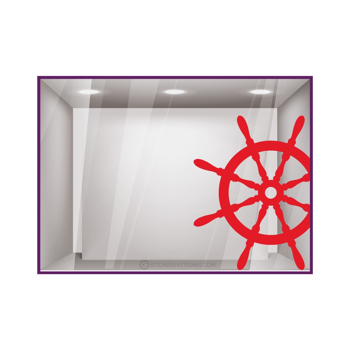 STICKER GOURVERNAIL VOILE MER VITROPHANIE MAGASIN FOURNISSEUR