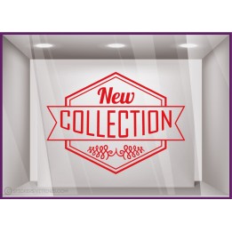 Sticker Banniere New Collection Hipster calicot lettrage autocolant adhesif vitrophanie mode boutique magasin enseigne vitre