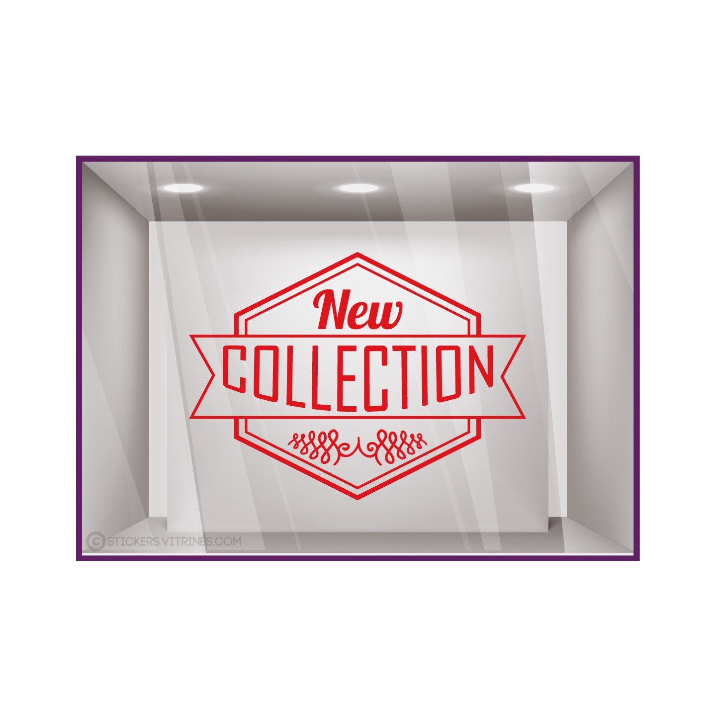 Sticker Banniere New Collection Hipster calicot lettrage autocolant adhesif vitrophanie mode boutique magasin enseigne vitre