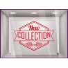 Sticker Banniere New Collection Hipster calicot lettrage autocolant adhesif vitrophanie mode boutique magasin enseigne vitre