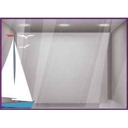 sticker voilier mouettes vitrophanie magasin fournisseur décoration mer bateau