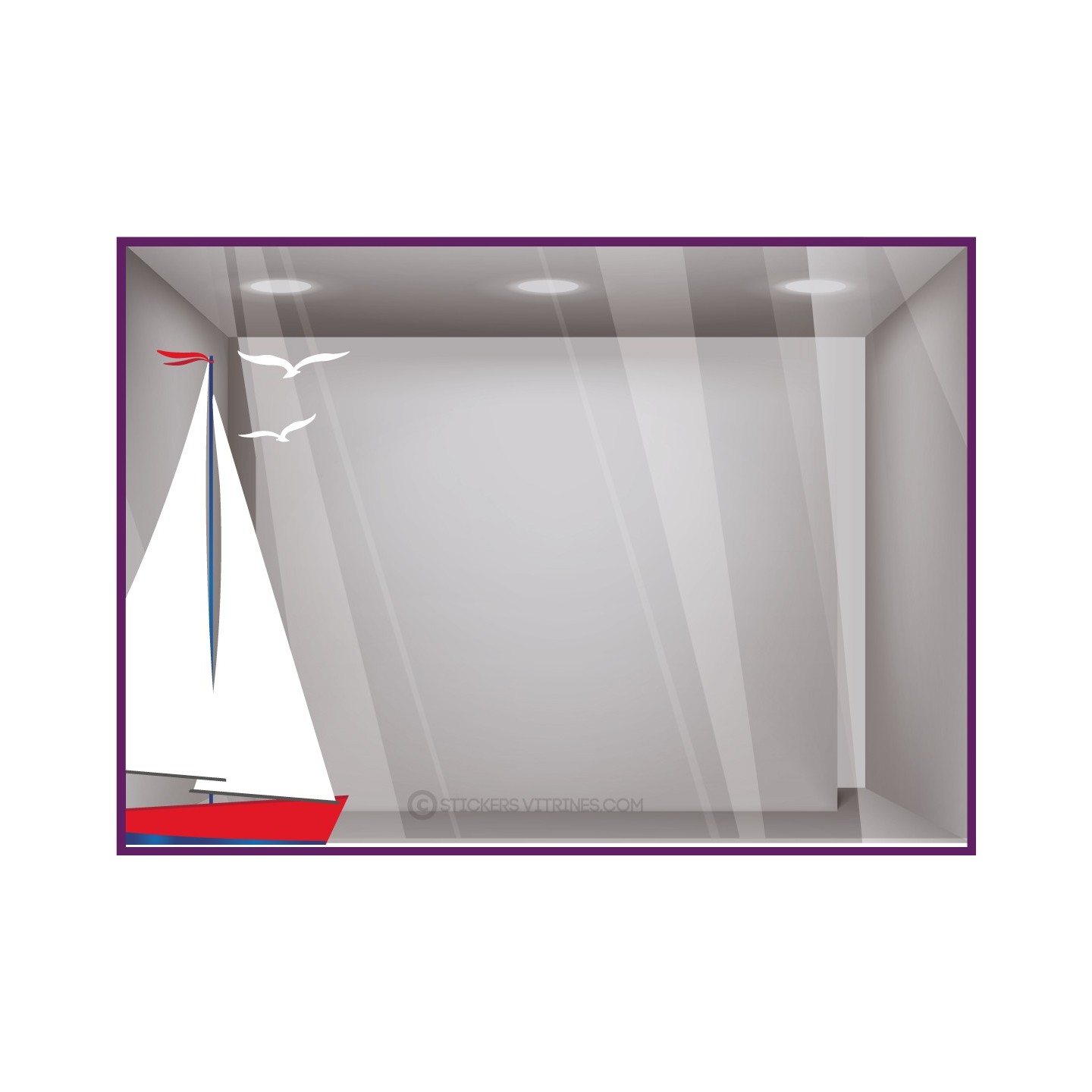 sticker voilier boutique voile idee deco theme marin vitrophanie fabricant