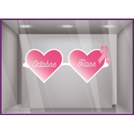 sticker lunettes octobre rose ruban cancer du sein coeur vitrophanie opticien magasin optique decoration
