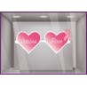sticker lunettes octobre rose ruban cancer du sein coeur vitrophanie opticien magasin optique decoration