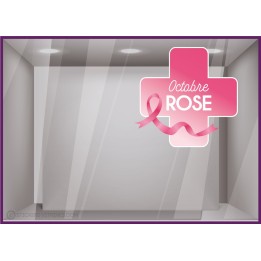 STICKER CROIX DE PHARMACIE OCTOBRE ROSE DEPISTAGE CANCER DU SEIN SANTE CABINET MEDICAL LABORATOIRE
