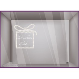 Sticker Cadeau Perle vitrine devanture magasin boutique calicot mode bijouterie noel beaute vitrophanie lettrage adhesif vitre