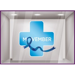 STICKER CROIX DE PHARMACIE MOVEMBER DEPISTAGE CANCER PROSTATE SANTE CABINET MEDICAL LABORATOIRE