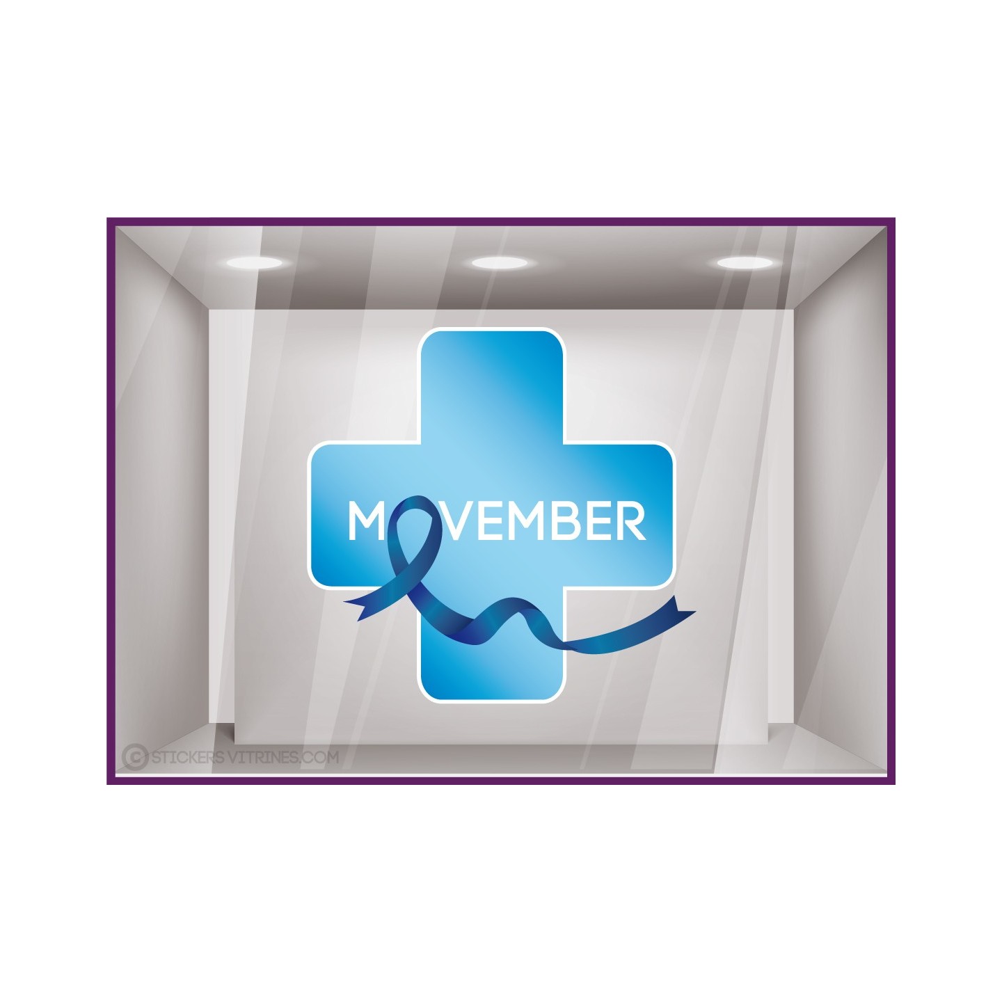 STICKER CROIX DE PHARMACIE MOVEMBER DEPISTAGE CANCER PROSTATE SANTE CABINET MEDICAL LABORATOIRE