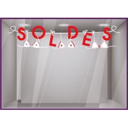 STICKER SOLDES MAGASIN DE LINGEROE BOUTIQUE VITRINE ORIGINAL VITROPHANIE BRADERIE LETTRAGE ADHESIF CALICOT